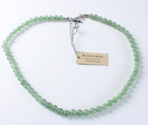COLLIER AVENTURINE PERLES RONDES 6 MM