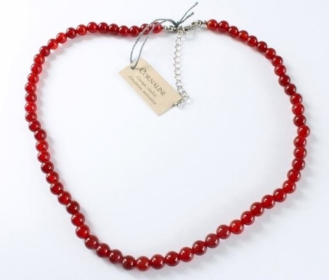 COLLIER CORNALINE PERLES RONDES 6 MM