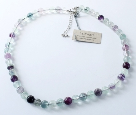 COLLIER FLUORITE PERLES RONDES 6 MM