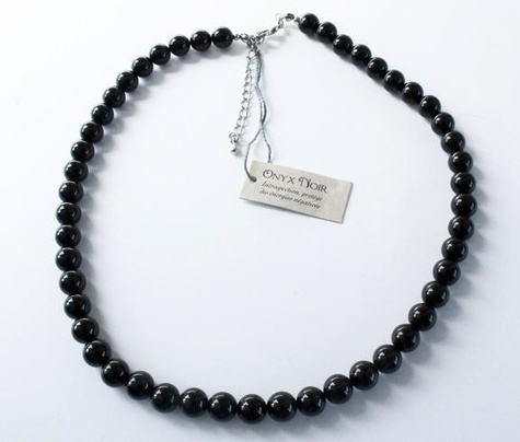 COLLIER ONYX NOIR PERLES RONDES 6 MM