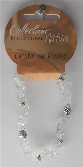 BRACELET PIERRES BAROQUES ET ELEMENTS METALLIQUES - CRISTAL DE ROCHE
