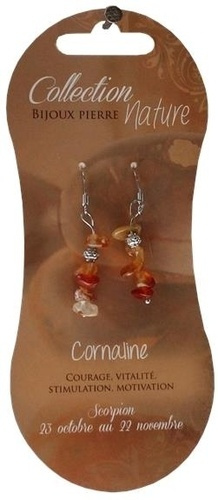 Boucles d'oreilles pierres baroques - Cornaline Chauffée