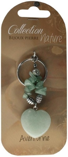 Porte-clef cœur et pierres baroques - Aventurine