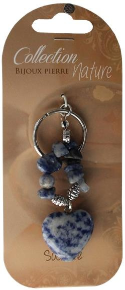 Porte-clef cœur et pierres baroques - Sodalite