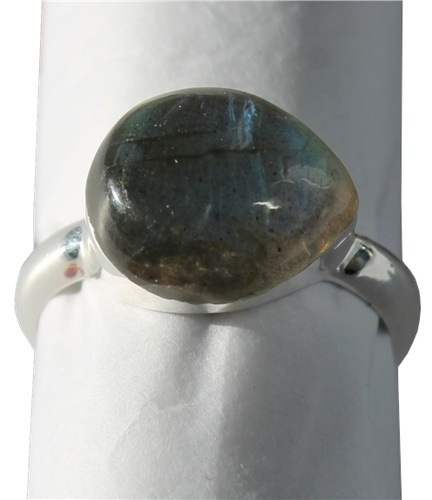 BAGUE ARGENT PIERRE POLIE BOMBEE LABRADORITE - T50