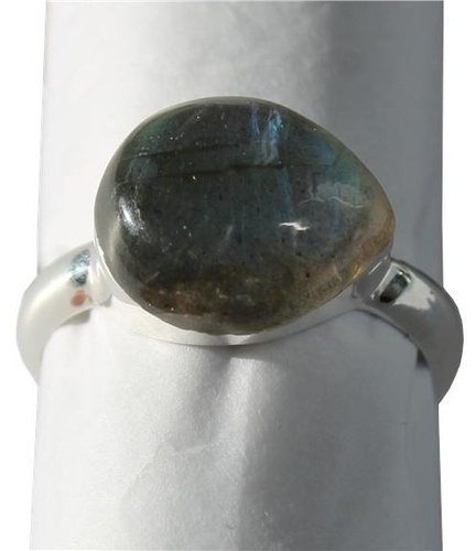 BAGUE ARGENT PIERRE POLIE BOMBEE LABRADORITE - T57