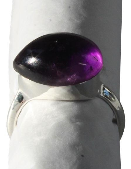 BAGUE ARGENT PIERRE POLIE BOMBEE AMETHYSTE - T56