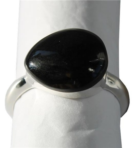 BAGUE ARGENT PIERRE POLIE BOMBEE ONYX NOIR - T58