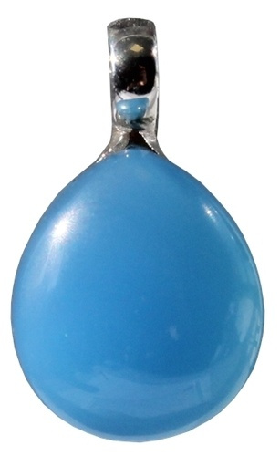 PENDENTIF PIERRE BOMBEE CALCEDOINE BLEUE