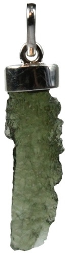 PENDENTIF MOLDAVITE BRUTE - BELIERE EN ARGENT