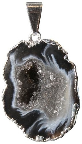 PENDENTIF ARGENTE - GEODE D'AGATE