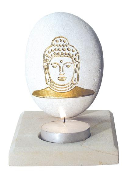 BOUGEOIR GALET GRAVE BOUDDHA