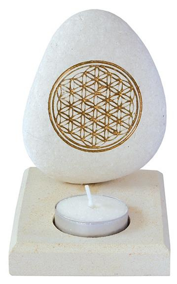 BOUGEOIR GALET GRAVE FLEUR DE VIE