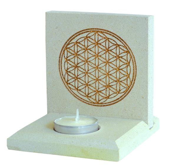 BOUGEOIR PLAQUE GRAVEE FLEUR DE VIE