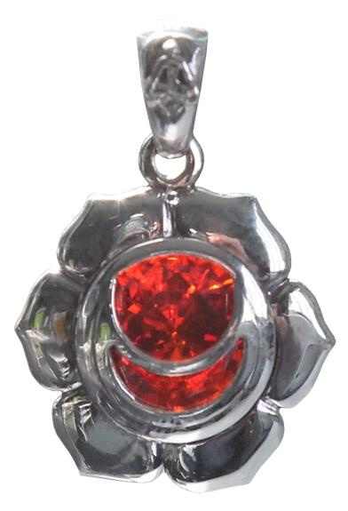 MEDAILLE CHAKRA SVADHISTANA ARGENT 925 AVEC CALCITE ORANGE (SYNTH.) - 2 CM