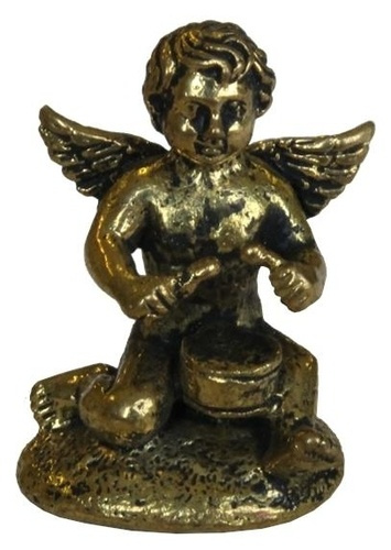 MINI STATUE ANGE ET TAMBOUR LAITON 1,5 X 2,5 CM