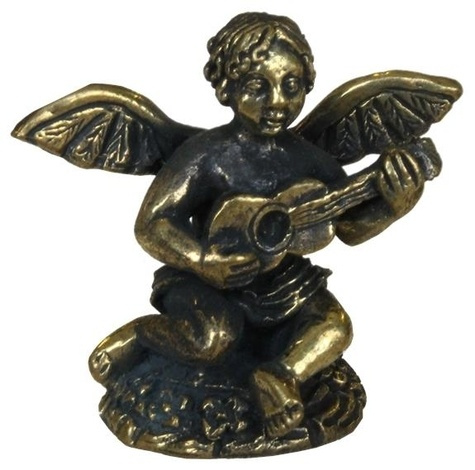 MINI STATUE ANGE ET GUITARE LAITON 2,5 X 2,5 CM