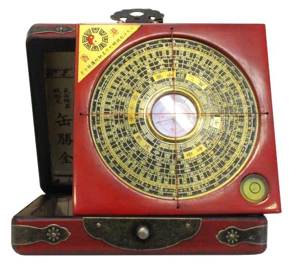 COFFRET BOUSSOLE FENG-SHUI EN METAL ET BOIS