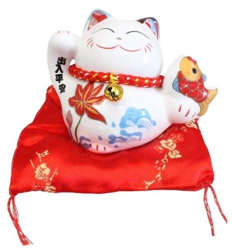 CHAT MANEKI NEKO PORTE-BONHEUR SANTE TIRELIRE CERAMIQUE - 8 CM