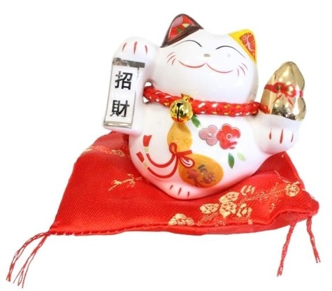 CHAT MANEKI NEKO PORTE-BONHEUR PROSPERITE TIRELIRE CERAMIQUE - 8 CM