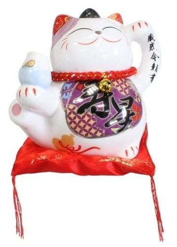 CHAT MANEKI NEKO PORTE-BONHEUR LONGEVITE TIRELIRE CERAMIQUE - 10,5 CM