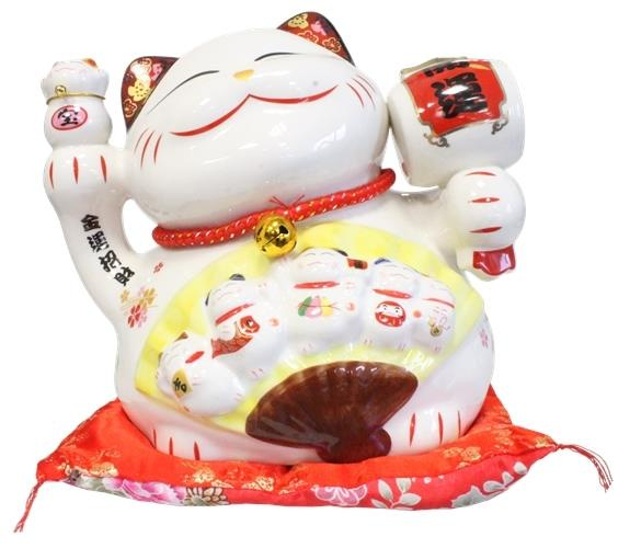 CHAT MANEKI NEKO PORTE-BONHEUR PROTECTION TIRELIRE CERAMIQUE - 22 CM