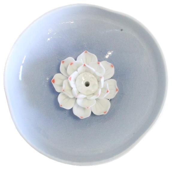 PORTE-ENCENS BLEU AVEC LOTUS