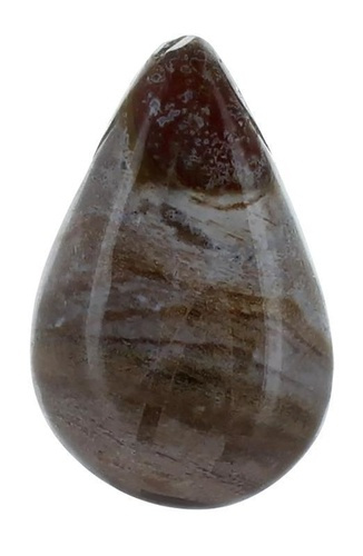 pendentif goutte pierre percee - bois fossile/silicifie