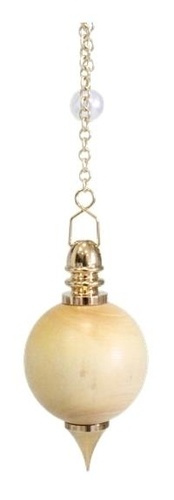 PENDULE BUIS AVEC POINTE METAL DORE