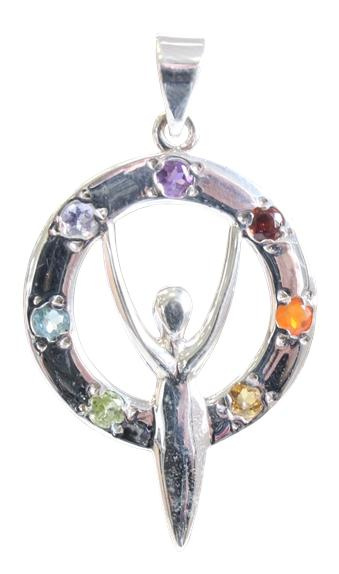 PENDENTIF PIERRES DES CHAKRAS ARGENT 925 DEESSE