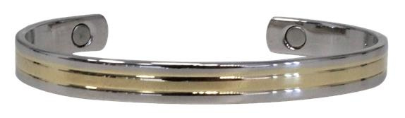 BRACELET CUIVRE AVEC AIMANTS JONC PLAT 2 METAUX