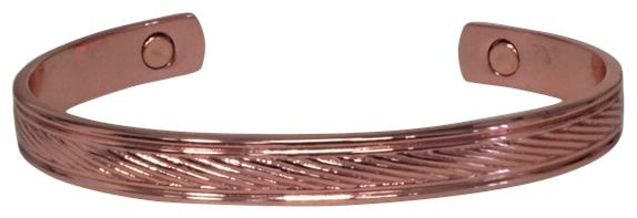 BRACELET CUIVRE AVEC AIMANTS JONC PLAT STRIE