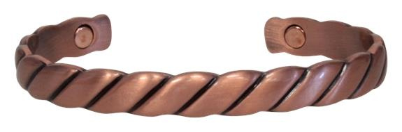 BRACELET CUIVRE AVEC AIMANTS JONC PLAT TORSADE