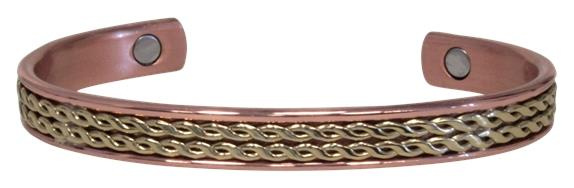 BRACELET MAGNETIQUE CUIVRE AVEC DECORATION LAITON - MODELE 2
