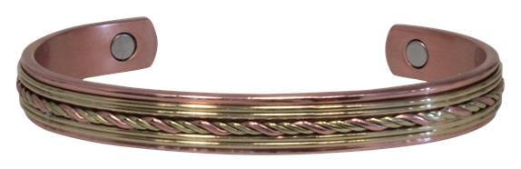 BRACELET MAGNETIQUE CUIVRE AVEC DECORATION LAITON - MODELE 3