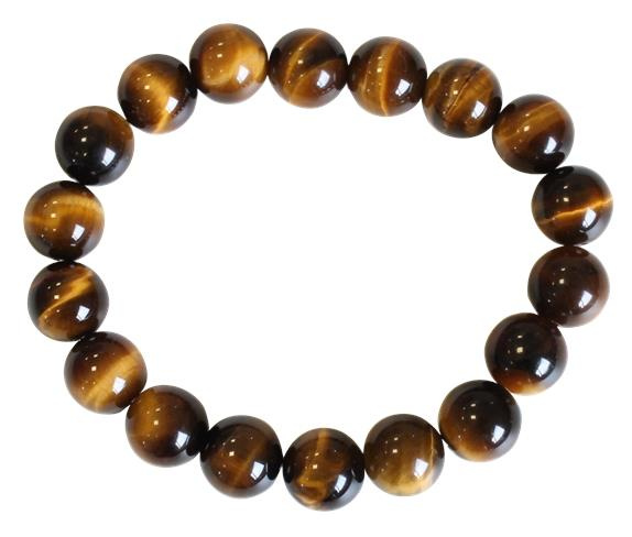 BRACELET OEIL DE TIGRE PERLES RONDES 10 MM