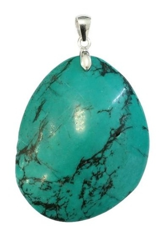 PENDENTIF TURQUOISE NATURELLE DU TIBET - FORME LIBRE - 10 A 13 GRAMMES