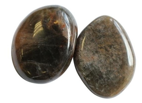 GALET PIERRE DE LUNE NOIRE - LOT DE 2