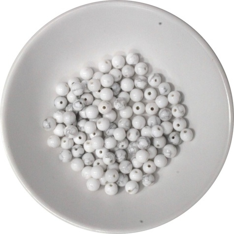 perles howlite blanche 4 mm - sachet de 100 perles
