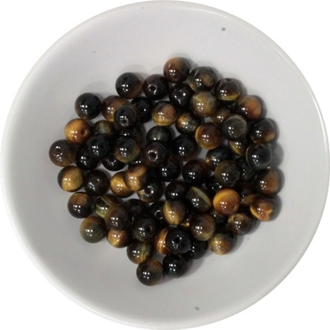 PERLES MIX OEIL DE TIGRE ET OEIL DE FAUCON 6 MM - SACHET DE 66 PERLES