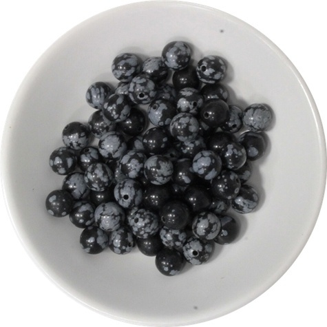 PERLES OBSIDIENNE MOUCHETEE 6 MM - SACHET DE 66 PERLES