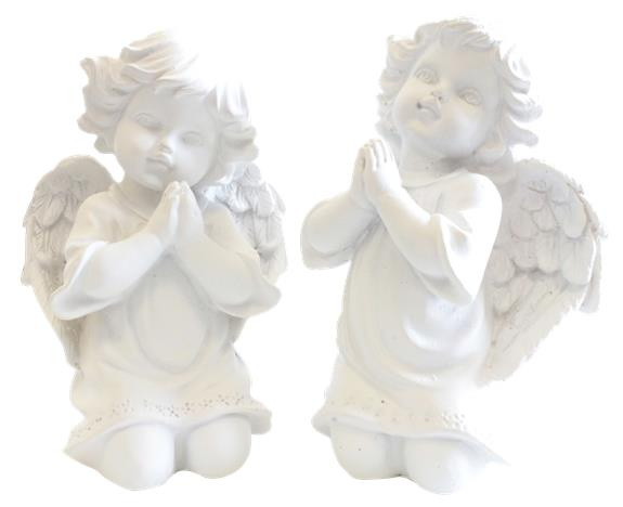 ANGE RESINE A GENOU EN PRIERE - H 11,5 CM