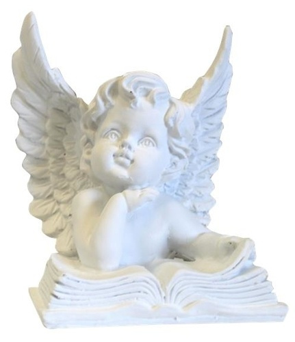 ANGE RESINE EN LECTURE - H 12 CM