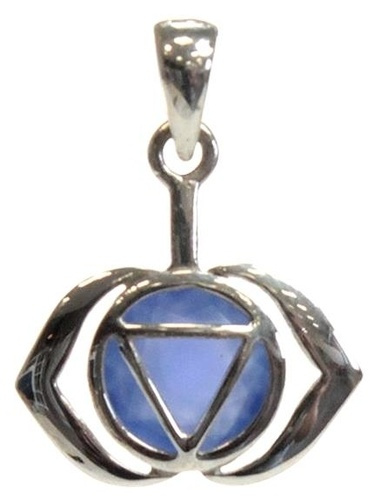 MEDAILLE CHAKRA AJNA ARGENT 925 AVEC ONYX BLEU NATUREL