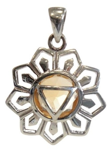 MEDAILLE CHAKRA MANIPURA ARGENT 925 AVEC CITRINE NATURELLE