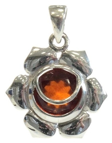 MEDAILLE CHAKRA SVADHISTANA ARGENT 925 AVEC HESSONITE NATURELLE