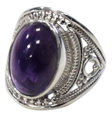 BAGUE BAROQUE ARGENT - ALAKA - AMETHYSTE - T55
