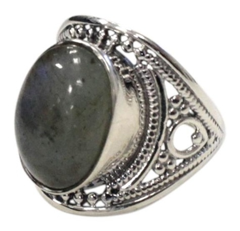 BAGUE BAROQUE ARGENT - ALAKA - LABRADORITE - T56