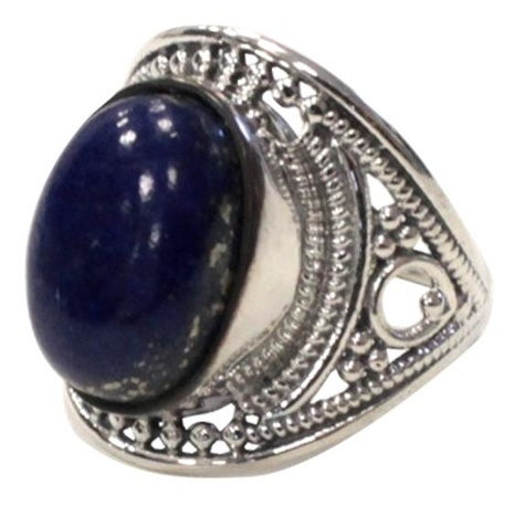 BAGUE BAROQUE ARGENT - ALAKA - LAPIS LAZULI - T55