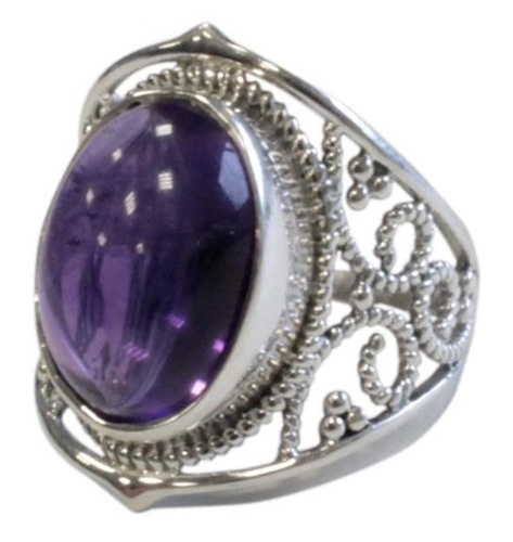 BAGUE BAROQUE ARGENT - KANTI - AMETHYSTE - T55